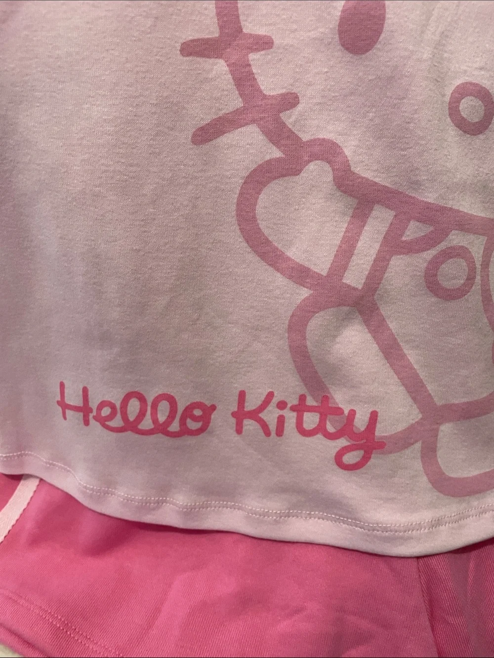Hello Kitty Pink Raglan Short Sleeve short Set - Light Pink & Hot Pink